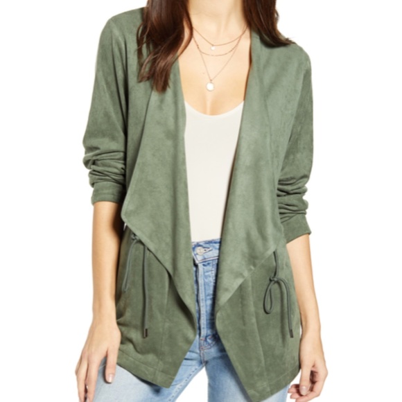 NWT Blanknyc Faux Suede Drapey Jacket in Green - Picture 1 of 8
